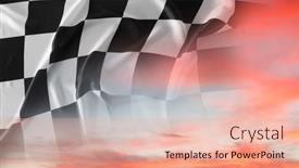  Presentation with checkered flag - Beautiful theme featuring checkered-flag-and-bright-sky backdrop and a coral colored foreground