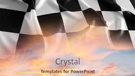  Presentation with checkered flag - PPT theme with checkered-flag-and-bright-sky background and a lemonade colored foreground