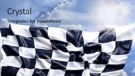  Presentation with checkered flag - Cool new presentation theme with checkered flag and sunny sky backdrop and a light blue colored foreground