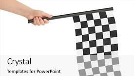  Presentation with checkered flag - Presentation featuring checkered flag in hand isolated background and a white colored foreground