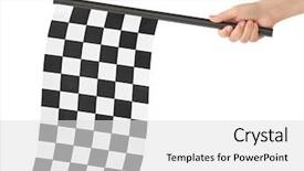  Presentation with checkered flag - Beautiful slides featuring happy family at christmas swapping gifts on the couch backdrop and a coral colored foreground