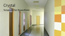  Presentation with office - Slides having checkered floor - perspective of office corridor background and a light gray colored foreground