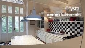  Presentation with apartments - Theme enhanced with checkered floor - tower luxury residential apartments kitchen background and a coral colored foreground