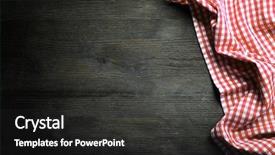  Presentation with napkin - PPT theme featuring checkered napkin on wooden background background and a dark gray colored foreground