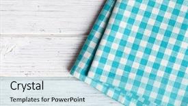  Presentation with table napkin - Colorful PPT theme enhanced with checkered napkin on wooden table backdrop and a light blue colored foreground
