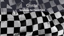  Presentation with formula one car - PPT theme featuring checkered-race-flag-freeze-motion and a dark gray colored foreground