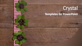  Presentation with ribbon green - Colorful presentation theme enhanced with checkered ribbon and green clover backdrop and a violet colored foreground