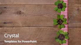  Presentation with ribbon green - Beautiful theme featuring checkered ribbon and green clover backdrop and a violet colored foreground