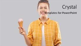  Presentation with ice cream cone - PPT theme enhanced with checkered shirt holding ice cream background and a  colored foreground