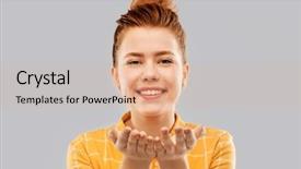  Presentation with red grey - Slide deck enhanced with checkered shirt holding something imaginary background and a coral colored foreground