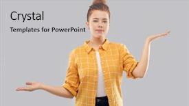  Presentation with red grey - Audience pleasing presentation design consisting of checkered shirt holding something imaginary backdrop and a light gray colored foreground