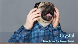  Presentation with sad - Theme having checkered shirt sitting and crying background and a ocean colored foreground