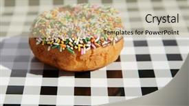  Presentation with black - Presentation design featuring checket plate - donut donut on a black background and a mint green colored foreground