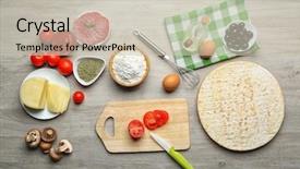  Presentation with cooking - Amazing presentation theme having checket plate - ingredients for cooking pizza backdrop and a soft green colored foreground