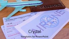  Presentation with airline - Presentation design featuring checkin - airline tickets with passport background and a light blue colored foreground