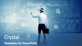  Presentation with glasses - PPT theme consisting of checking 3d reports and data background and a  colored foreground