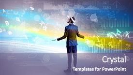  Presentation with glasses - Audience pleasing presentation design consisting of checking 3d reports and data backdrop and a violet colored foreground