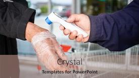  Presentation with temperature - Colorful presentation enhanced with checking-a-customer-temperature-coronavirus backdrop and a coral colored foreground
