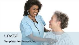  Presentation with patients - Colorful presentation theme enhanced with checking a patients vital signs backdrop and a light blue colored foreground