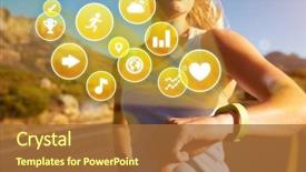  Presentation with activity - Presentation design consisting of checking activity tracker with health background and a red colored foreground