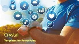  Presentation with global health - Slide set with checking activity tracker with health background and a tawny brown colored foreground