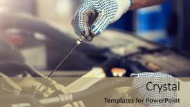  Presentation with mechanic car service repair maintenance - Presentation theme with checking for motor oil level background and a coral colored foreground