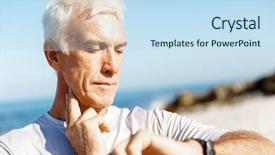  Presentation with heart pulse - Beautiful slide set featuring checking his heart rate pulse backdrop and a sky blue colored foreground