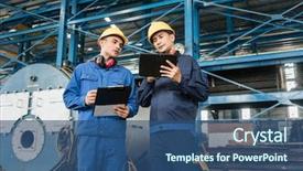  Presentation with quality control - Colorful slide set enhanced with checking information during quality control backdrop and a ocean colored foreground