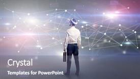  Presentation with businessman standing on maze - Amazing slides having checking life-sized connectivity project backdrop and a  colored foreground