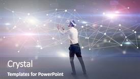  Presentation with glasses - Presentation theme consisting of checking life-sized connectivity project background and a  colored foreground