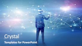  Presentation with businessman standing on maze - Presentation theme enhanced with checking life-sized connectivity project background and a  colored foreground