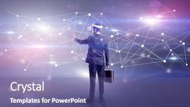  Presentation with glasses - Presentation design enhanced with checking life-sized connectivity project background and a  colored foreground