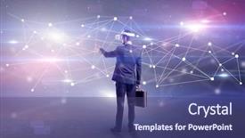  Presentation with glasses - Beautiful theme featuring checking life-sized connectivity project backdrop and a  colored foreground