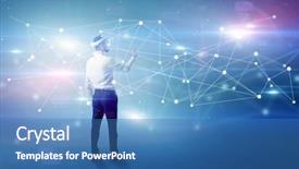  Presentation with glasses - Audience pleasing PPT theme consisting of checking life-sized connectivity project backdrop and a  colored foreground