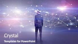  Presentation with glasses - Amazing PPT layouts having checking life-sized connectivity project backdrop and a violet colored foreground