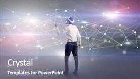  Presentation with glasses - Theme consisting of checking life-sized connectivity project background and a gray colored foreground