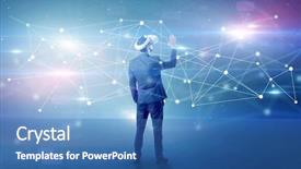  Presentation with glasses - Presentation design enhanced with checking life-sized connectivity project background and a teal colored foreground