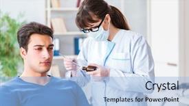  Presentation with medical ear - Beautiful theme featuring checking patients ear during medical backdrop and a  colored foreground