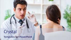  Presentation with ear medical - Slide set consisting of checking patients ear during medical background and a  colored foreground