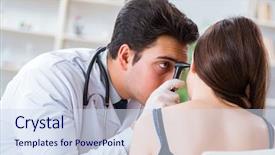  Presentation with medical ear - Beautiful slides featuring checking patients ear during medical backdrop and a  colored foreground