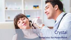  Presentation with ear medical - Presentation theme consisting of checking patients ear during medical background and a light blue colored foreground