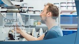  Presentation with labels - Cool new theme with checking-quality-of-labels backdrop and a light blue colored foreground