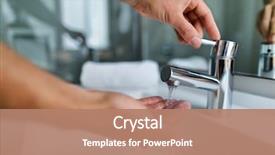  Presentation with temperature - Slide deck having checking temperature touching running water background and a coral colored foreground