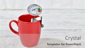  Presentation with heat - Amazing PPT layouts having checking-the-heat-of-coffee backdrop and a light gray colored foreground