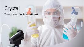  Presentation with chemist - PPT layouts enhanced with checking the quality of bathroom background and a sky blue colored foreground
