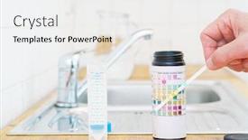 Presentation with water tap - Presentation design having checking-the-quality-of-tap background and a white colored foreground