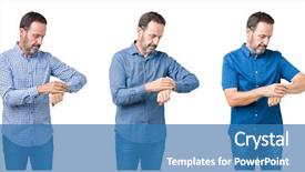  Presentation with collage - Slide set enhanced with checking the time on wrist background and a teal colored foreground