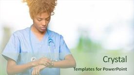  Presentation with doctor african - Slide deck consisting of checking the time on wrist background and a soft green colored foreground