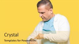  Presentation with arab - Amazing presentation theme having checking the time on wrist backdrop and a  colored foreground