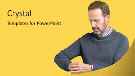  Presentation with time - Theme with checking the time on wrist background and a yellow colored foreground